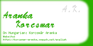 aranka korcsmar business card